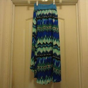 BOHEMIAN DREAMER BLUE COLORS HI LOW SKIRT S 7/8